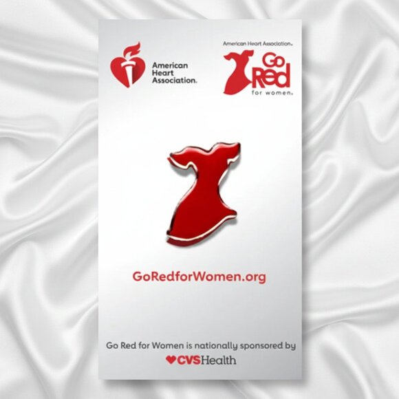 AHA Go Red for Women Red Dress Heart Awareness Lapel Hat Pin Brooch NWT - Picture 2 of 8